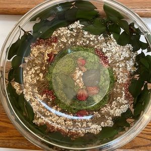 Exquisite vintage lucite bowl with imbedded flowers.